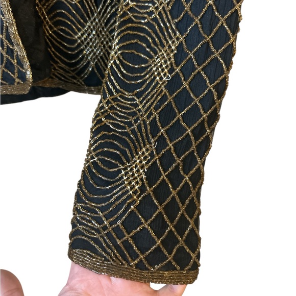 100% Silk Vintage Mob Wife Beaded Jacket Papéll Boutique Evening Size Medium - Picture 4 of 8